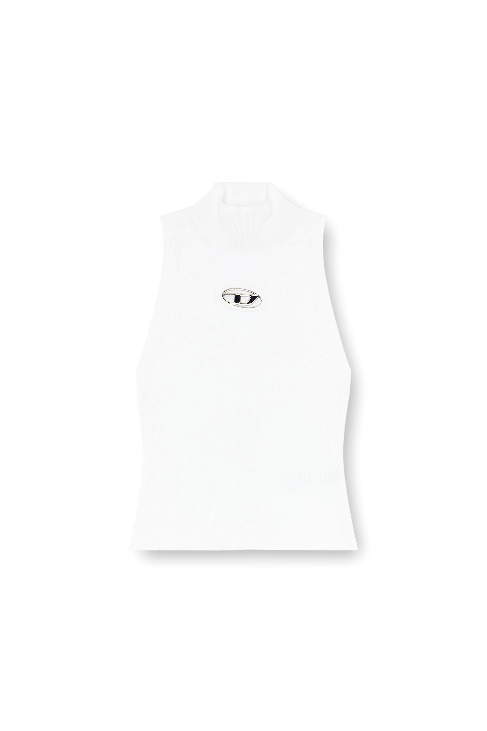 Diesel - M-ONERVAX-TOP, Top à col roulé en maille côtelée Femme in Blanc - 3