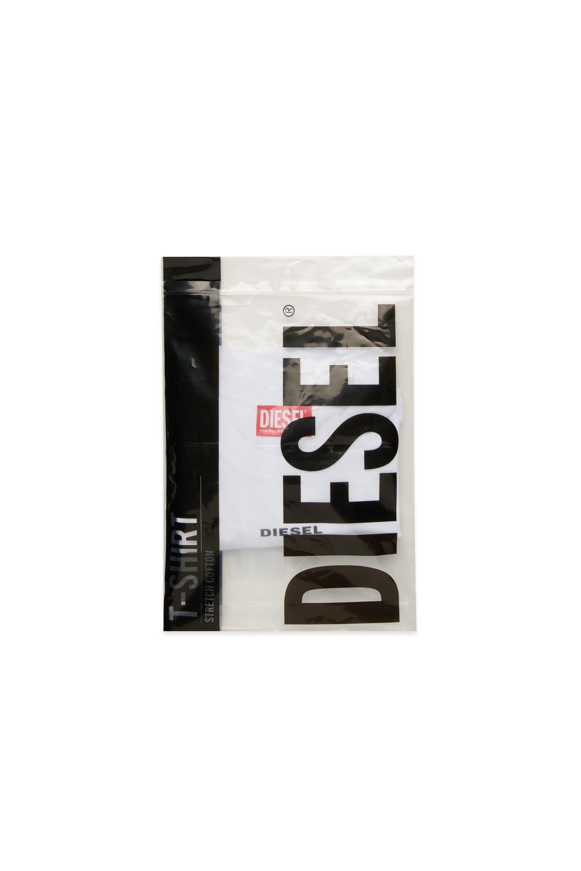 Diesel - UTATOR, T-shirt en coton stretch avec lettrage Homme in Blanc - 4