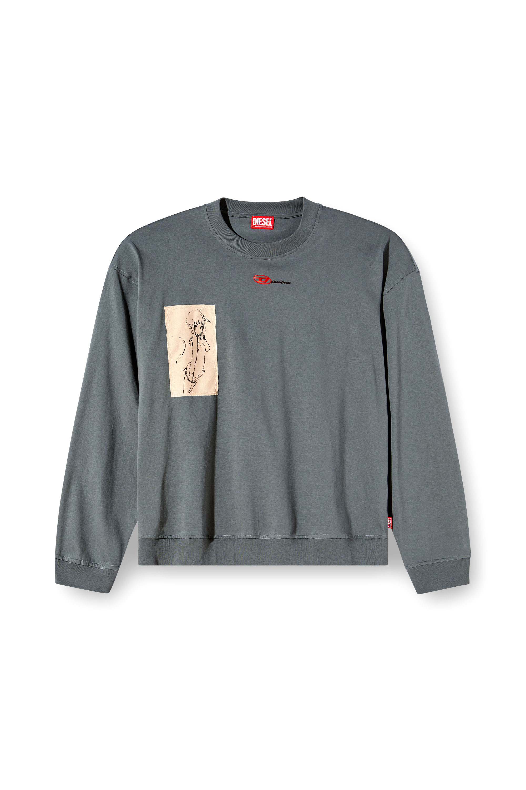 Diesel - S-BOXT-LS-1P-DD, T-shirt à manches longues avec empiècements tatouage Mixte in Gris - 4