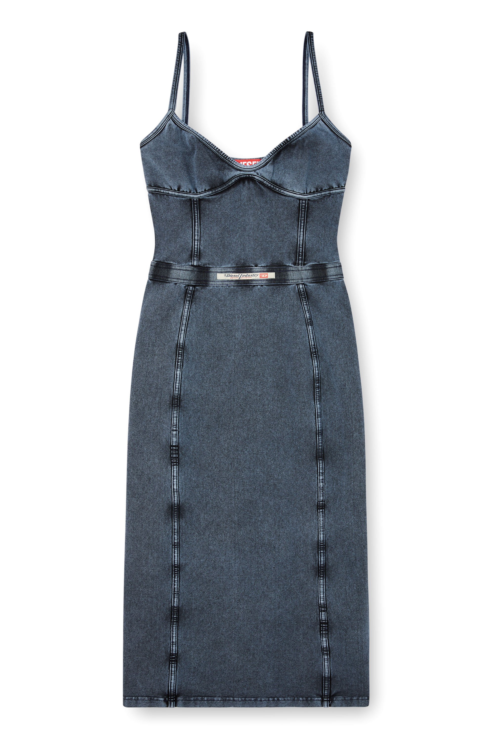 Diesel - D-ONY, Robe midi en jersey effet denim Femme in Bleu - 2