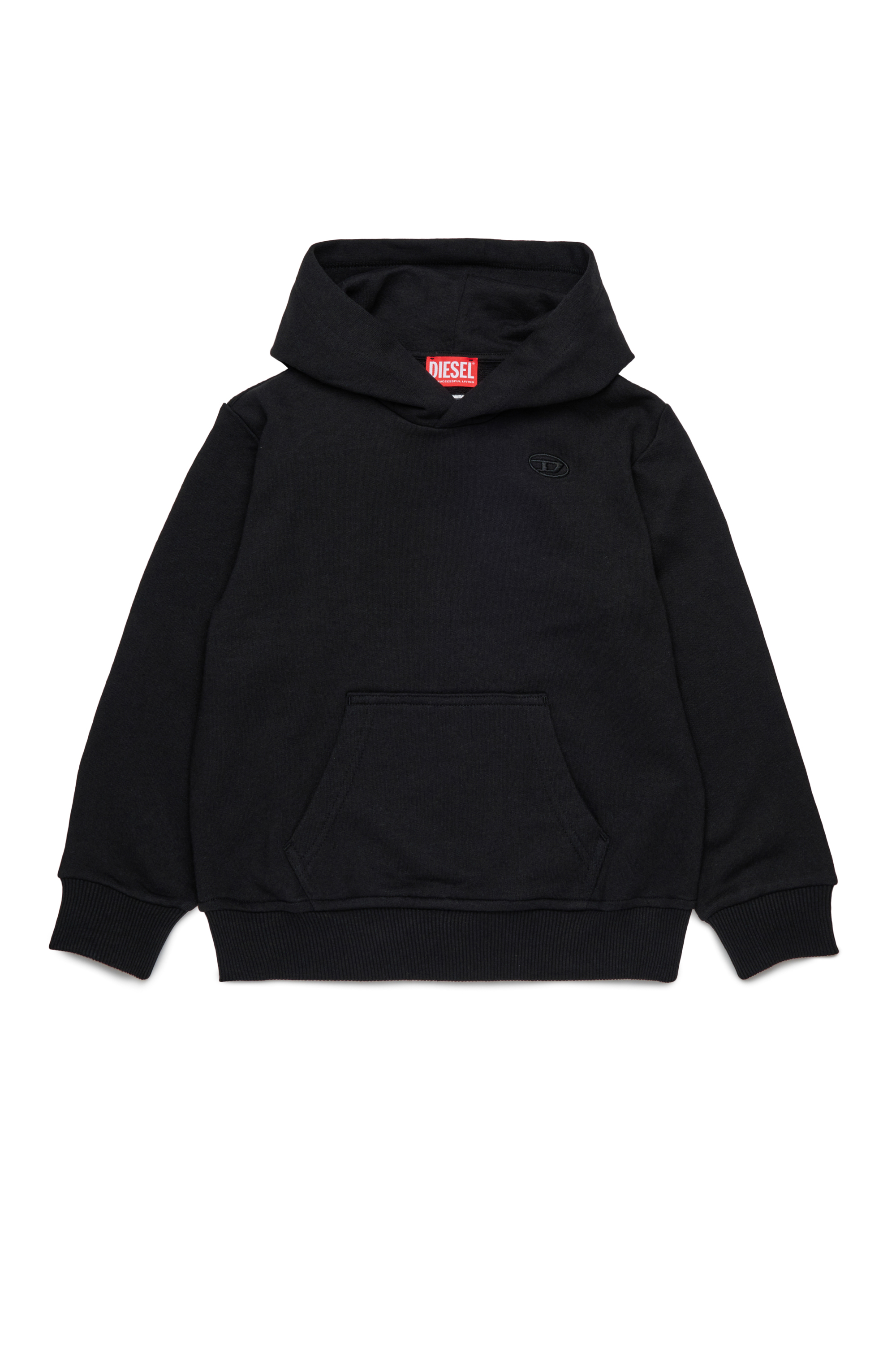 Diesel - SMACSHOODMEGOVALD OVER, Sweat-shirt à capuche avec mega broderie Oval D Homme in Noir - 1