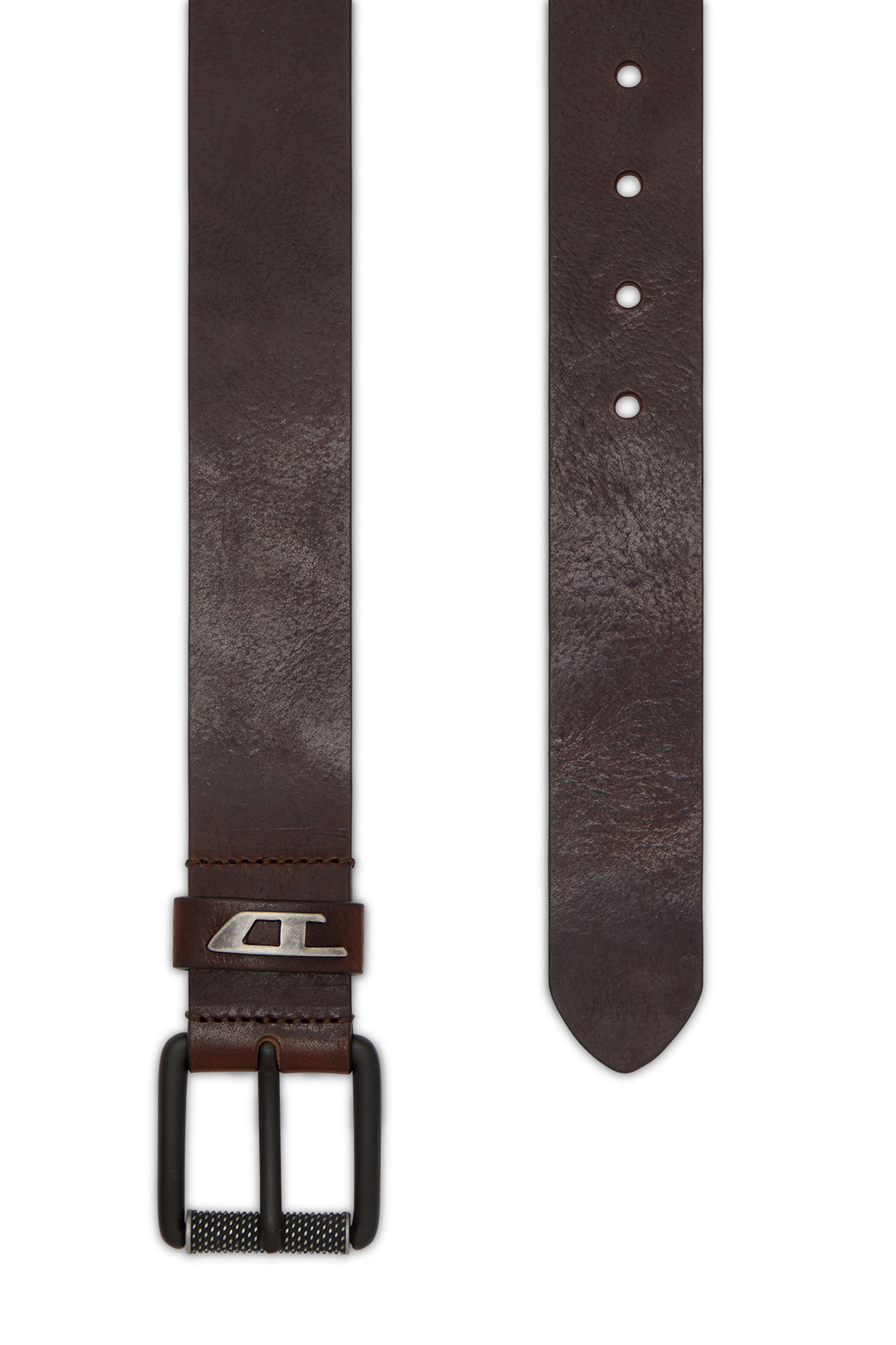 Diesel - B-DAVE II, Ceinture en cuir brillant avec boucle à logo Homme in Marron - 2