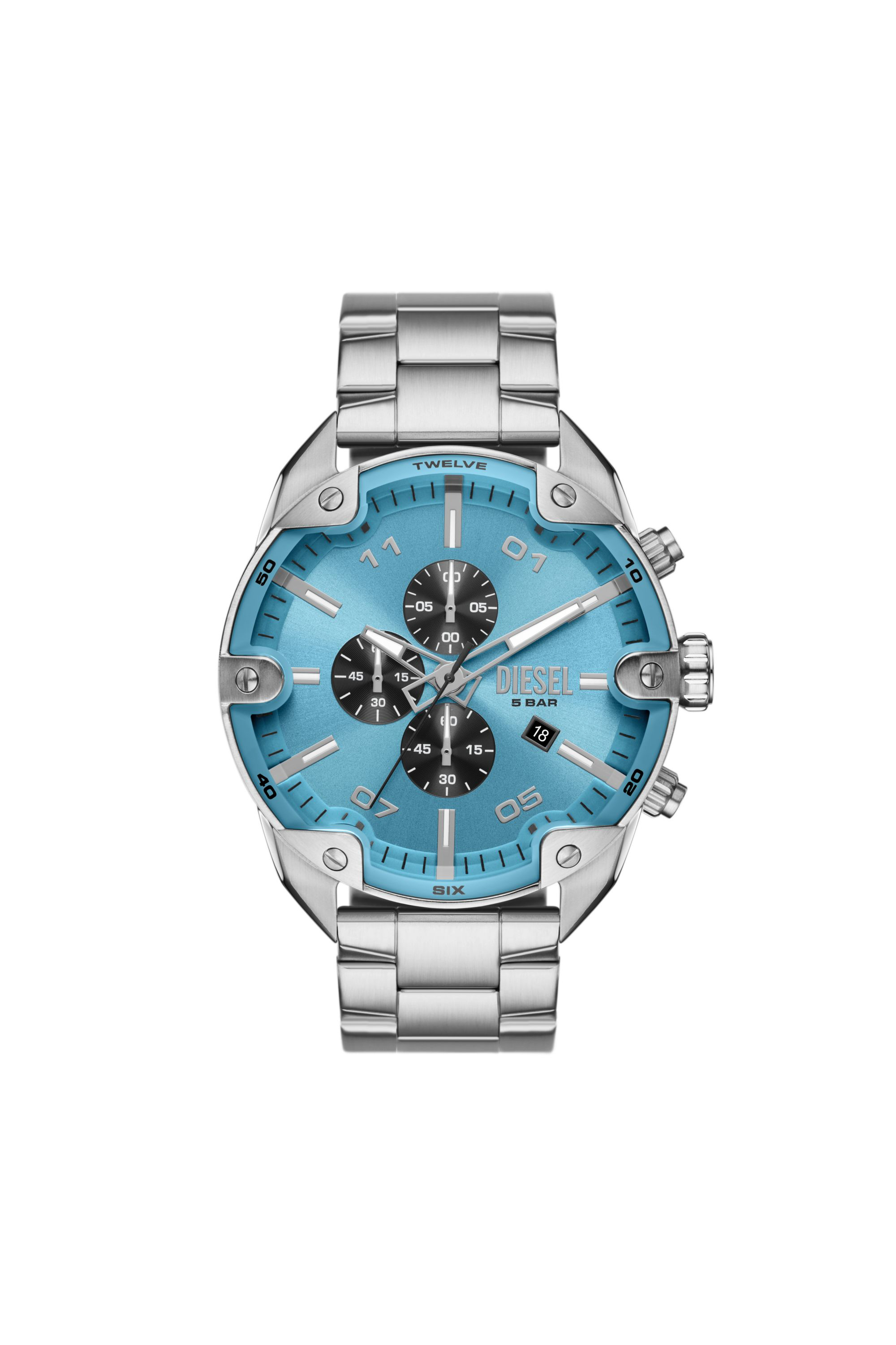 Diesel - DZ4655, Montre Spiked en acier inoxydable Homme in Gris argenté - 1