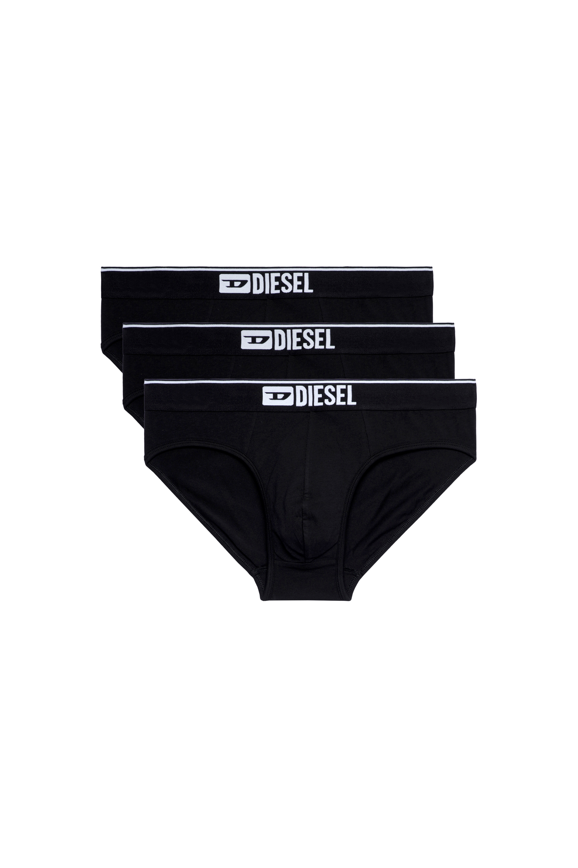 Diesel - UMBR-ANDRETHREEPACK, Lot de trois slips couleur unie à logo Homme in Noir - 1
