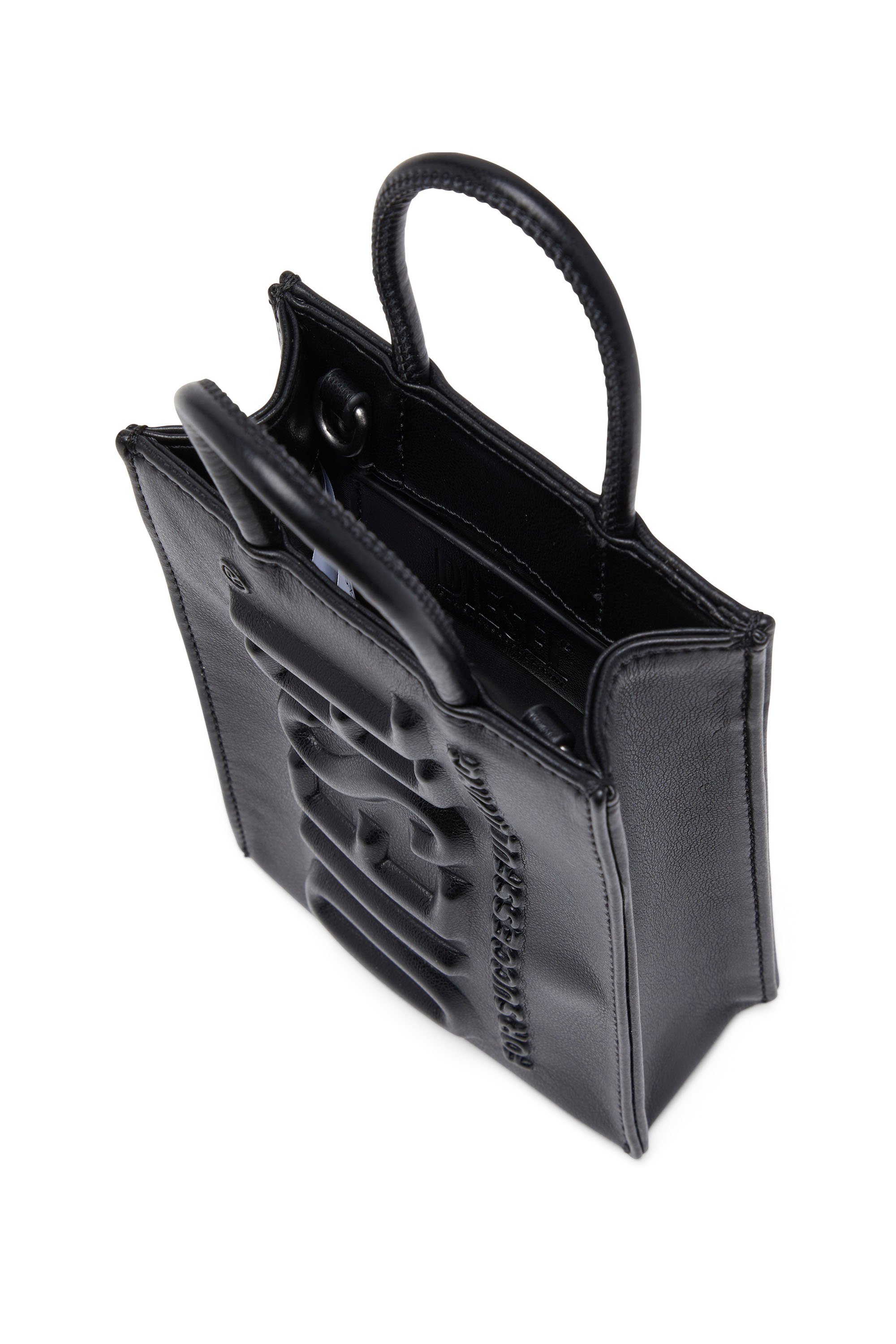 Diesel - DSL 3D SHOPPER MINI X, Man's Dsl 3D Mini -Small PU tote bag with embossed logo in Black - 4
