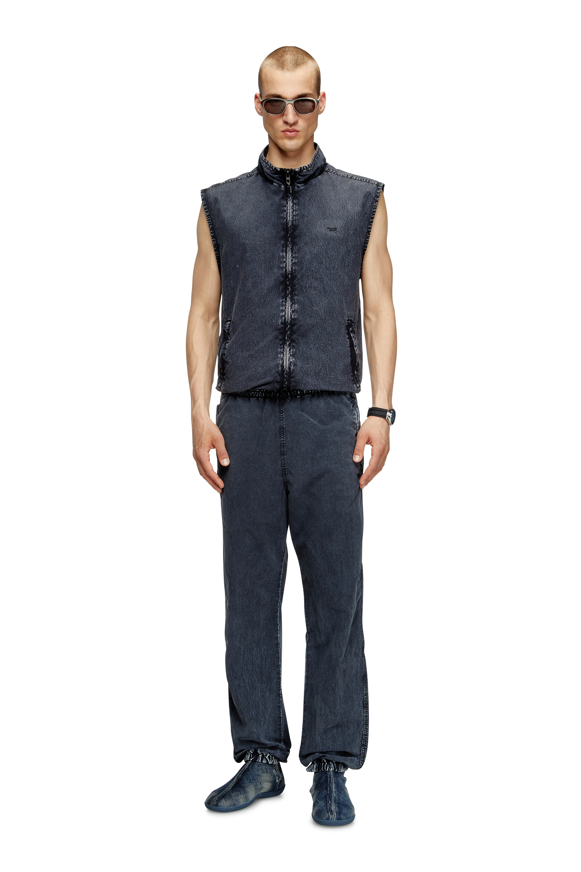 Diesel - J-ERB, Gilet en taslan de nylon recyclé Homme in Bleu - 2