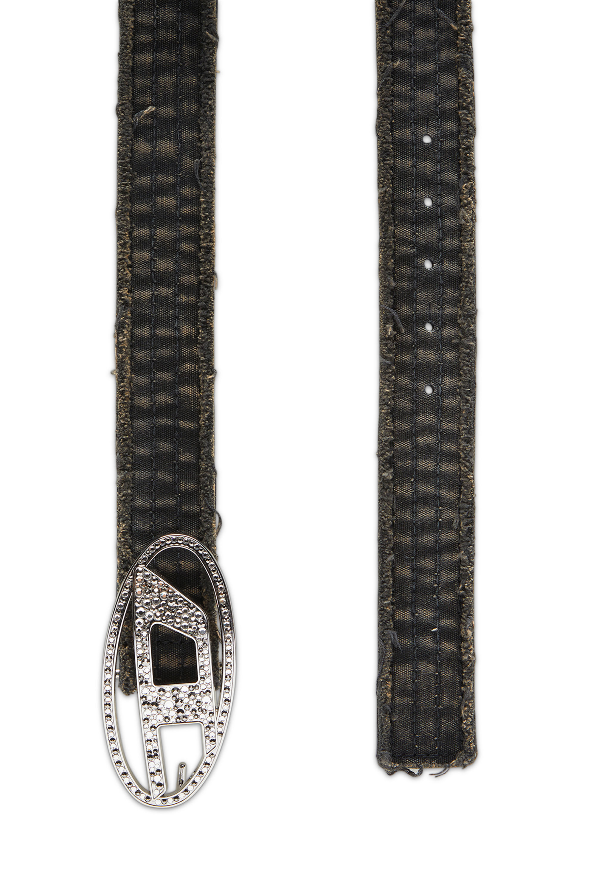 Diesel - B-1DR STRASS, Ceinture en toile et cuir avec cristaux Femme in Noir - 2