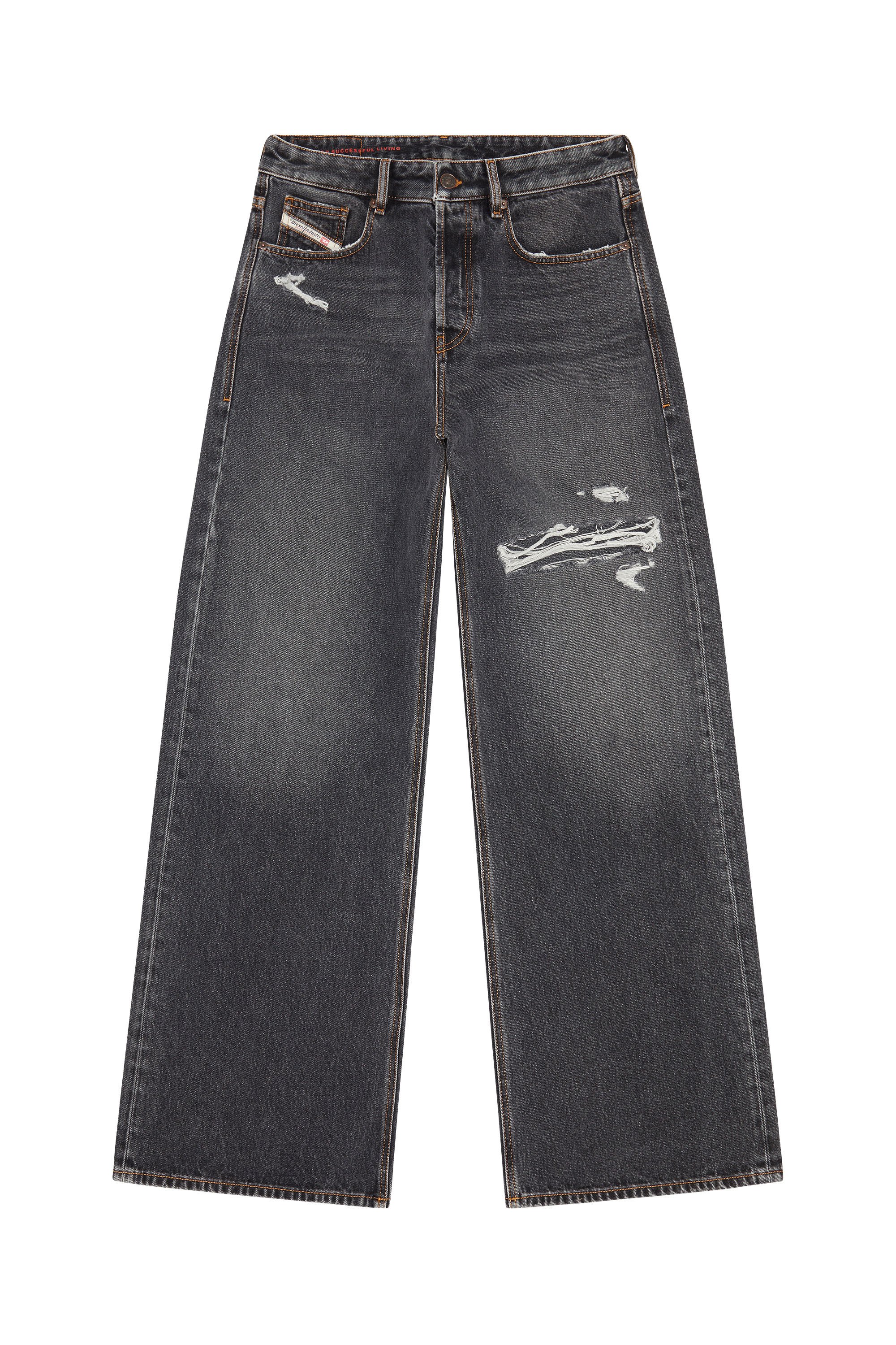 Diesel - Relaxed Jeans D-Rise 007F6 Homme, Noir/Gris foncé - Image 3