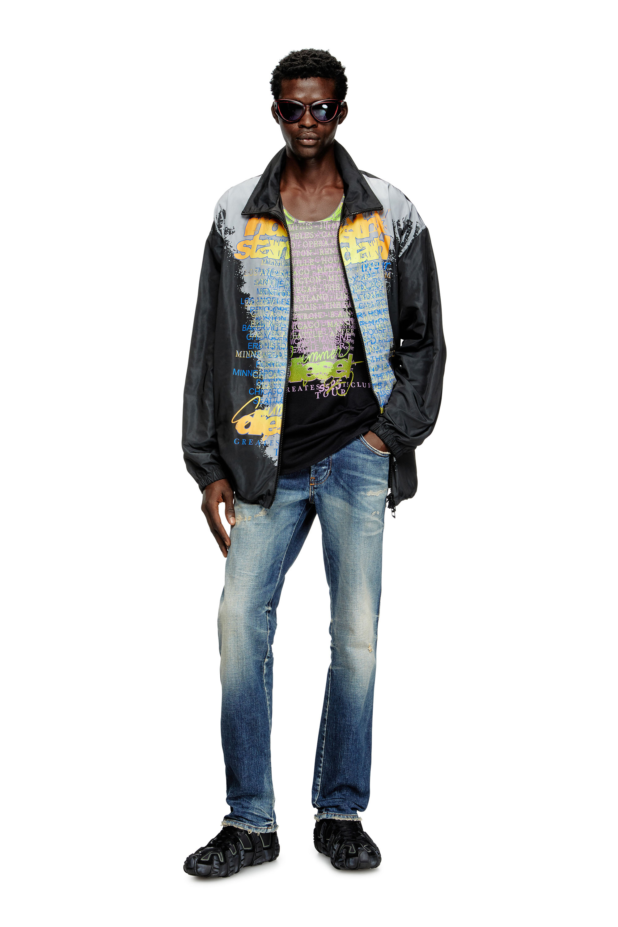 Diesel - J-ERIK, Veste en jersey technique avec imprimé paroles Mixte in Noir - 2