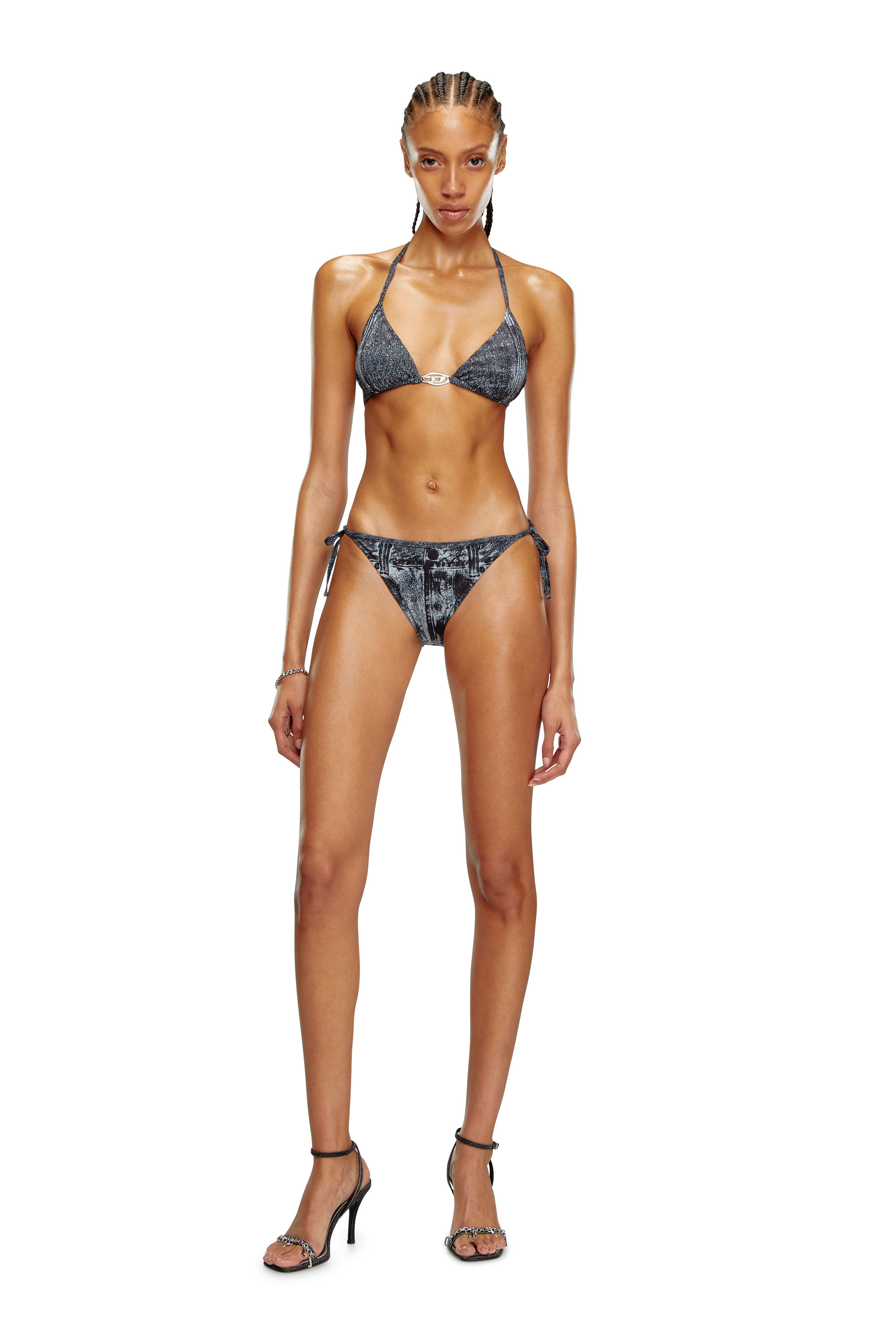 Diesel - BFB-SEES-T, Haut de bikini avec imprimé denim Femme in Noir - 2