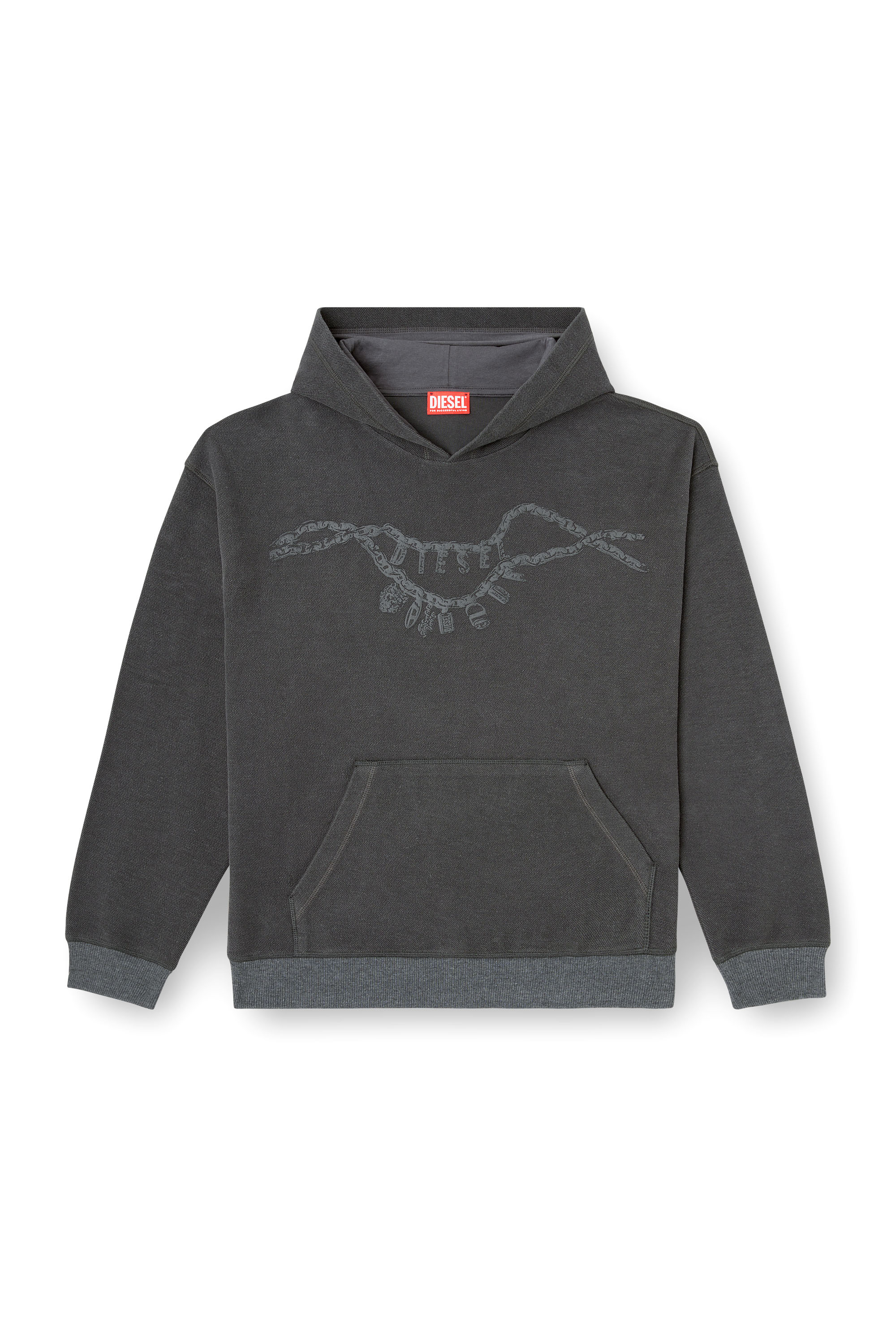 Diesel - S-BOXT-HOOD-HOSHI, Sweat-shirt à capuche avec imprimé collier à breloques Mixte in Gris - 3